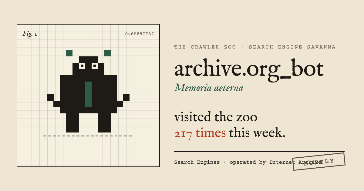 What is archive.org_bot? User agent & how to block it — The Crawler Zoo